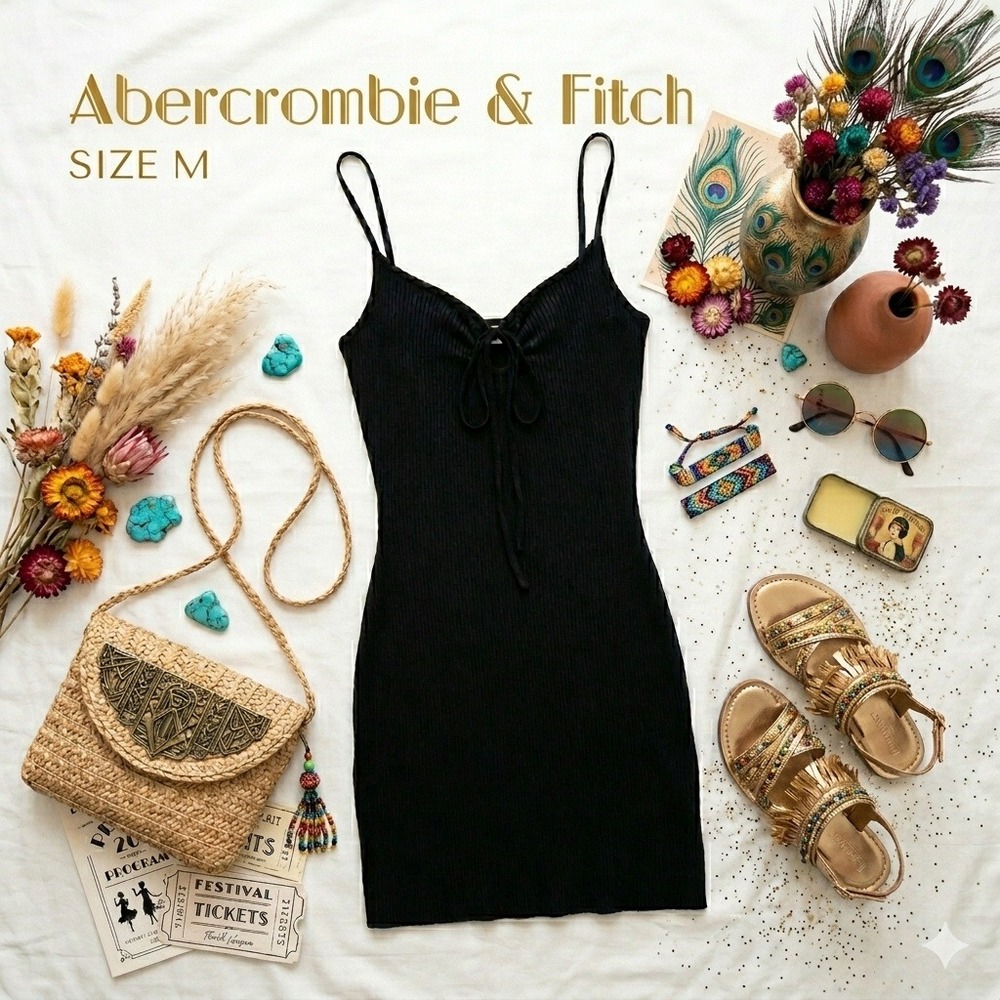 Minimalist Black Ribbed O-Ring Bodycon Going Out Mini Dress Size M